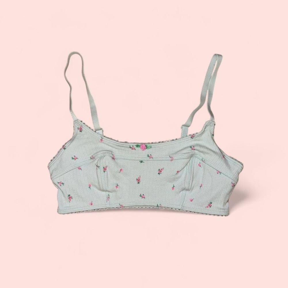 Women's Floral Print Pointelle Cotton Bralette - Colsie